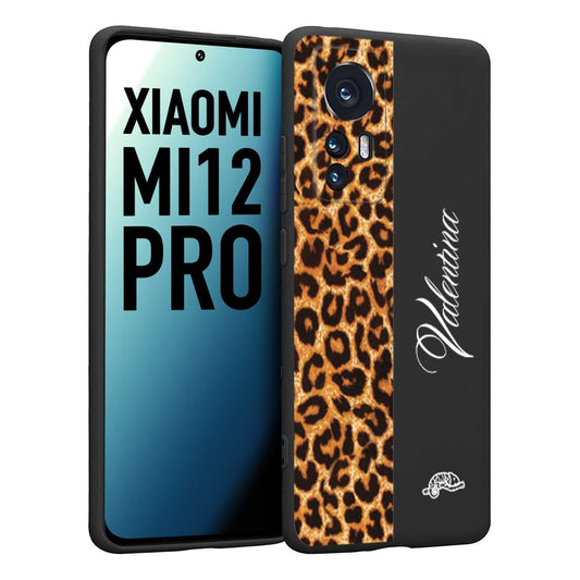 CUSTOMIZZA - Custodia cover nera morbida in tpu compatibile per Xiaomi 12 PRO custom nome scritta leopardato maculato donna marrone leopard