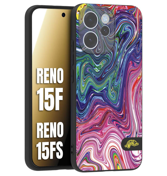CUSTOMIZZA - Custodia cover nera morbida in tpu compatibile per Oppo Reno 15 F - Reno 15 FS colorata fantasia vortice marmo arcobaleno rosa blu fucsia