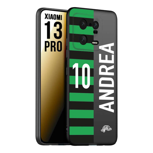 CUSTOMIZZA - Custodia cover nera morbida in tpu compatibile per Xiaomi 13 PRO personalizzata calcio football nome e numero calciatori neroverde