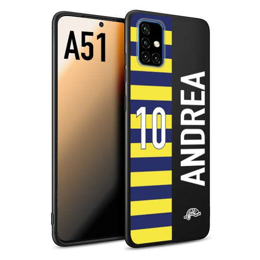 CUSTOMIZZA - Custodia cover nera morbida in tpu compatibile per Samsung A51 personalizzata calcio football nome e numero calciatori giallo blu