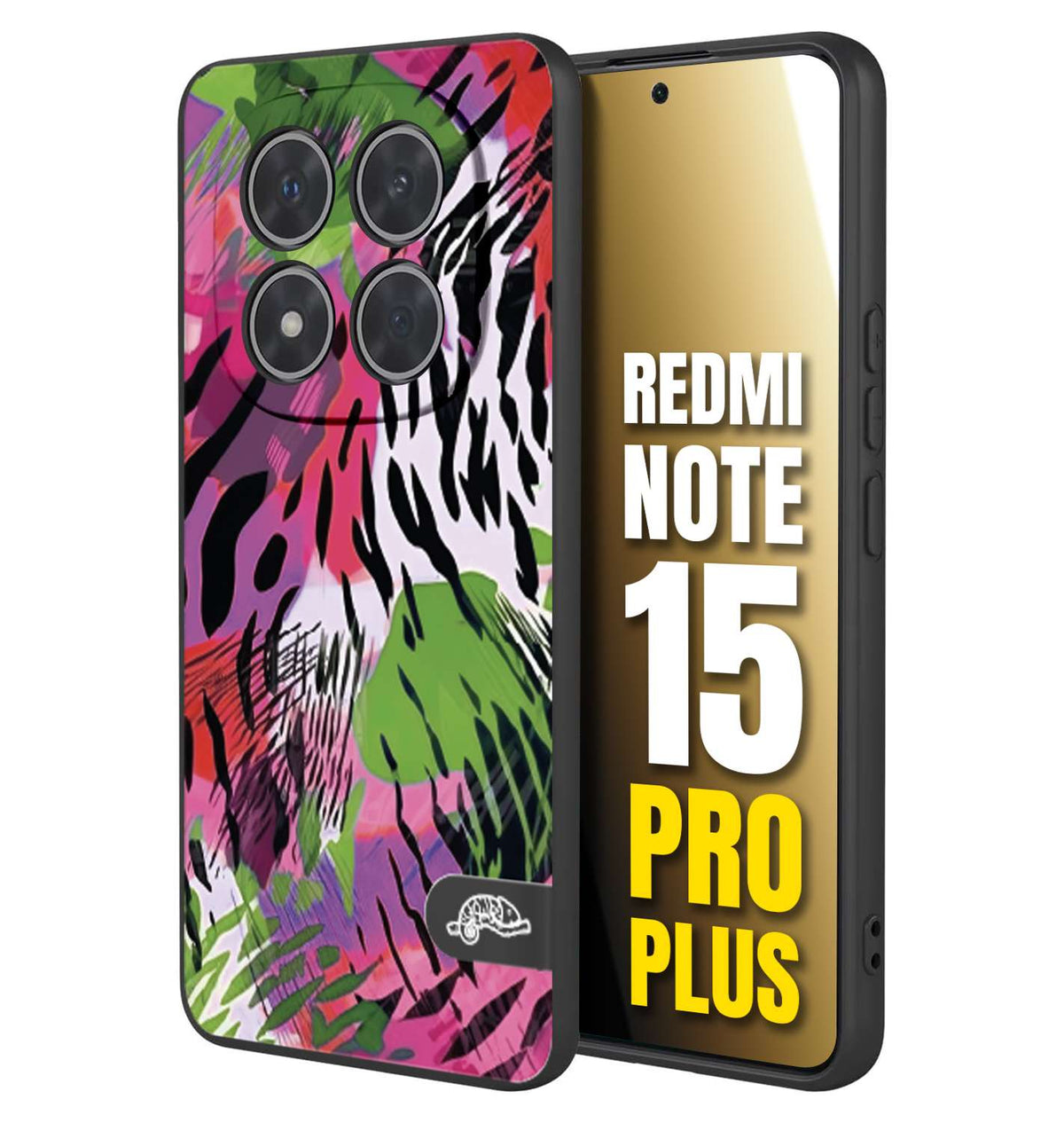 CUSTOMIZZA - Custodia cover nera morbida in tpu compatibile per Xiaomi Redmi Note 15 PRO PLUS leopardato tigrato tiger colorata summer color verde fucsia