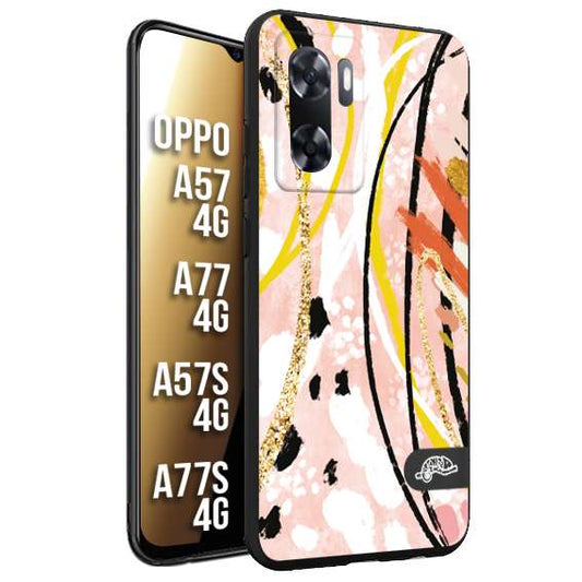 CUSTOMIZZA - Custodia cover nera morbida in tpu compatibile per Oppo A57 - A77 - A57S - A77S (4G) fiori astratti donna zebrato leopardato fantasia dorata gialla rosa colorata