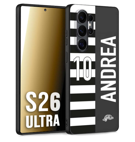 CUSTOMIZZA - Custodia cover nera morbida in tpu compatibile per Samsung S26 ULTRA personalizzata calcio football nome e numero calciatori bianconera