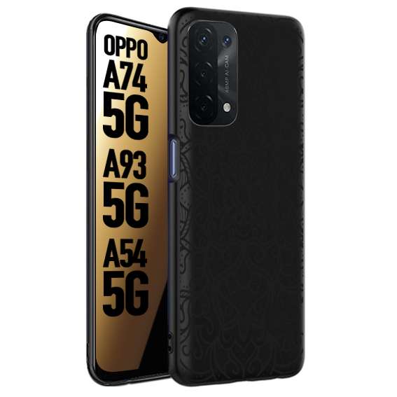 CUSTOMIZZA - Custodia cover nera morbida in tpu compatibile per Oppo A74 5G - A93 5G - A54 5G mandala nero fiore vedo non vedo donna