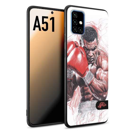 CUSTOMIZZA - Custodia cover nera morbida in tpu compatibile per Samsung A51 pugilato pugili disegno tattoo guantoni boxer pesi massimi iron mike