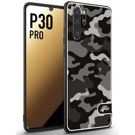 CUSTOMIZZA - Custodia cover nera morbida in tpu compatibile per Huawei P30 PRO camouflage mimetico militare nero black grigio
