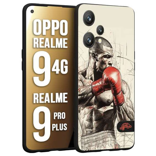 CUSTOMIZZA - Custodia cover nera morbida in tpu compatibile per Realme 9 4G - 9 PRO PLUS pugilato pugili disegno tattoo guantoni box sport ring