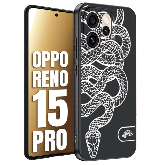 CUSTOMIZZA - Custodia cover nera morbida in tpu compatibile per Oppo Reno 15 PRO serpente snake bianco a rilievo disegnato tattoo tatuaggio