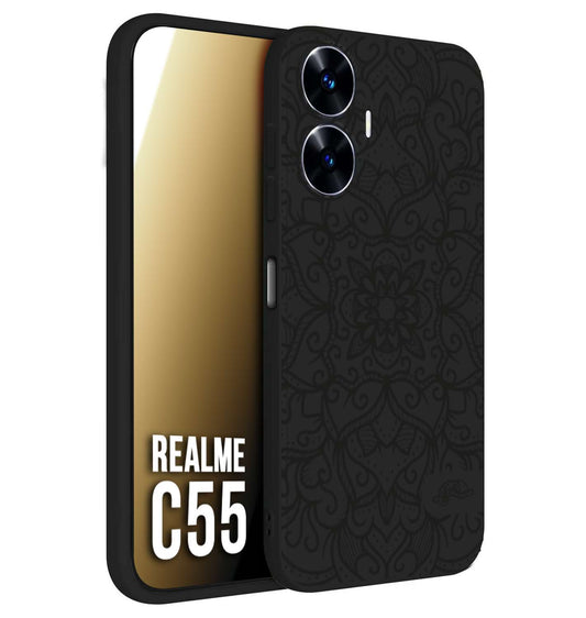 CUSTOMIZZA - Custodia cover nera morbida in tpu compatibile per Realme C55 mandala nero fiore vedo non vedo donna