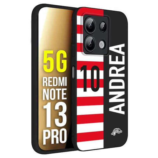 CUSTOMIZZA - Custodia cover nera morbida in tpu compatibile per Xiaomi Redmi Note 13 PRO 5G personalizzata calcio football nome e numero calciatori bianco rossa