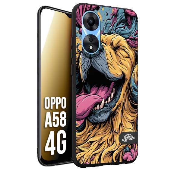 CUSTOMIZZA - Custodia cover nera morbida in tpu compatibile per Oppo A58 4G Golden Retriever illustrazione cane pop art cane street art cartone animato