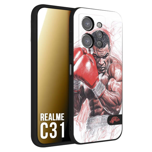 CUSTOMIZZA - Custodia cover nera morbida in tpu compatibile per Realme C31 pugilato pugili disegno tattoo guantoni boxer pesi massimi iron mike