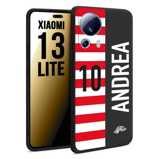 CUSTOMIZZA - Custodia cover nera morbida in tpu compatibile per Xiaomi 13 LITE personalizzata calcio football nome e numero calciatori bianco rossa