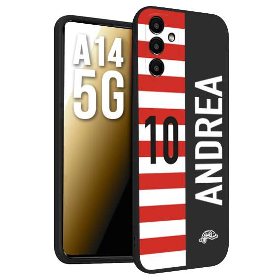 CUSTOMIZZA - Custodia cover nera morbida in tpu compatibile per Samsung A14 5G personalizzata calcio football nome e numero calciatori bianco rossa