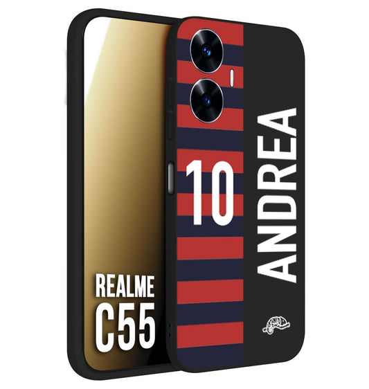 CUSTOMIZZA - Custodia cover nera morbida in tpu compatibile per Oppo C55 personalizzata calcio football nome e numero calciatori rossoblu