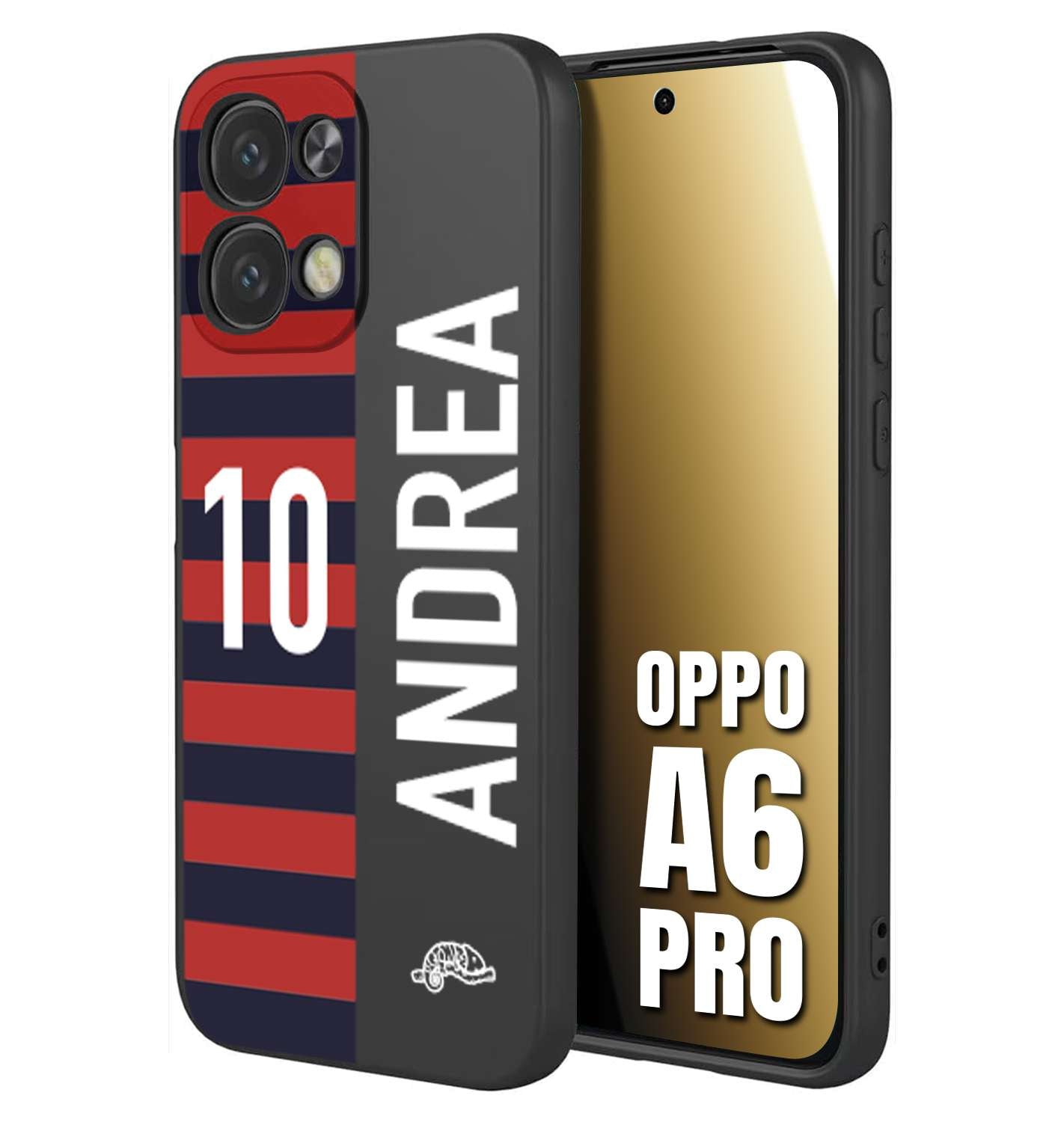 CUSTOMIZZA - Custodia cover nera morbida in tpu compatibile per Oppo A6 PRO personalizzata calcio football nome e numero calciatori rossoblu