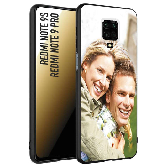 CUSTOMIZZA - Custodia cover nera morbida in tpu compatibile per Xiaomi Redmi Note 9S - Note 9 PRO personalizzata con foto immagine scritta a piacere
