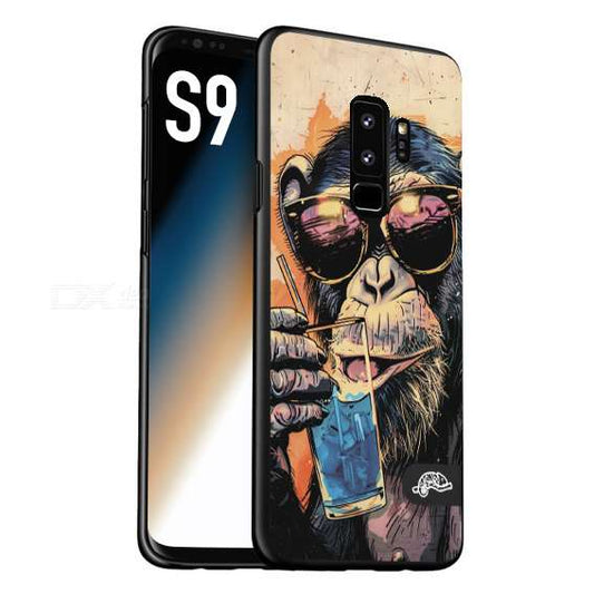 CUSTOMIZZA - Custodia cover nera morbida in tpu compatibile per Samsung S9 estate disegnata cocktails animali simpatici scimmia monkey negroni