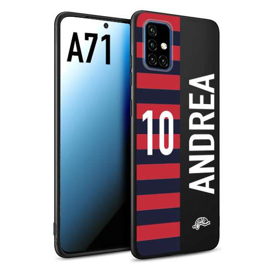 CUSTOMIZZA - Custodia cover nera morbida in tpu compatibile per Samsung A71 personalizzata calcio football nome e numero calciatori rossoblu