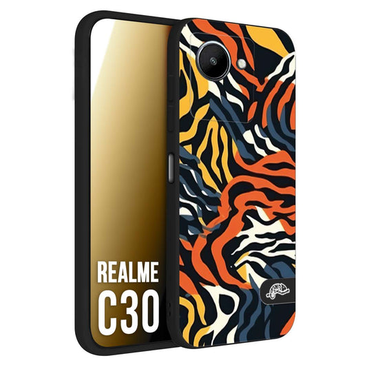 CUSTOMIZZA - Custodia cover nera morbida in tpu compatibile per Oppo Realme C30 leopardato maculato tigrato tiger colorata gialla blu arancio