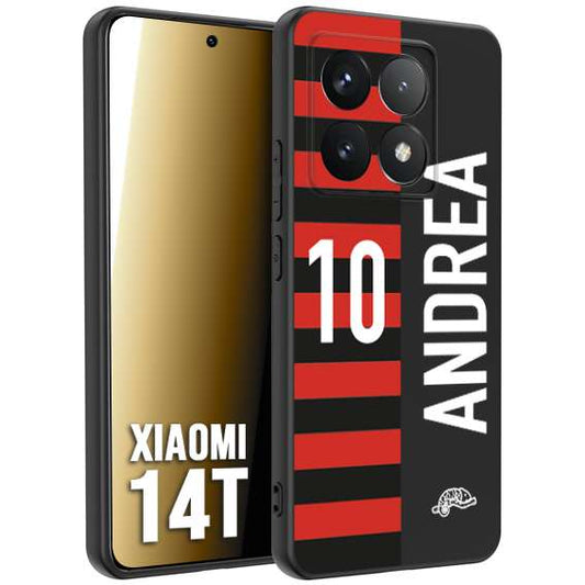 CUSTOMIZZA - Custodia cover nera morbida in tpu compatibile per Xiaomi 14T personalizzata calcio football nome e numero calciatori rossonera