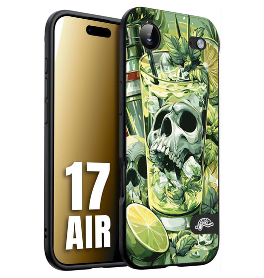CUSTOMIZZA - Custodia cover nera morbida in tpu compatibile per iPhone 17 AIR Mojito cocktail teschio illustrazione drink lime menta ghiacci tropicale street art