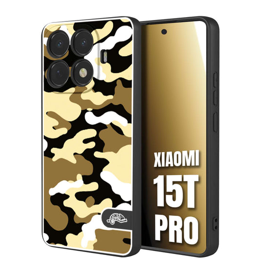 CUSTOMIZZA - Custodia cover nera morbida in tpu compatibile per Xiaomi 15T PRO camouflage mimetico militare giallo desert brown