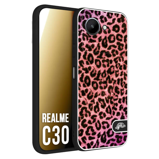 CUSTOMIZZA - Custodia cover nera morbida in tpu compatibile per Oppo Realme C30 leopardato maculato donna rosa leopard