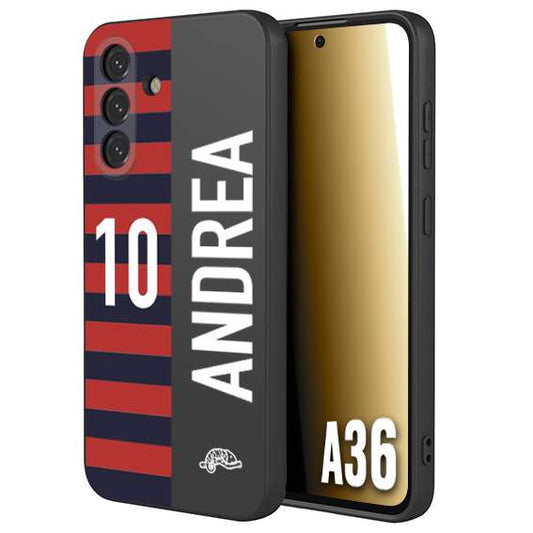 CUSTOMIZZA - Custodia cover nera morbida in tpu compatibile per Samsung A36 personalizzata calcio football nome e numero calciatori rossoblu