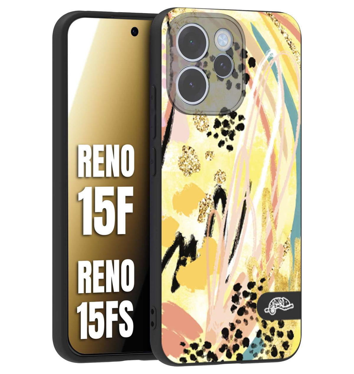 CUSTOMIZZA - Custodia cover nera morbida in tpu compatibile per Oppo Reno 15 F - Reno 15 FS astratti donna flower fantasia estate gialla rosa leopardata