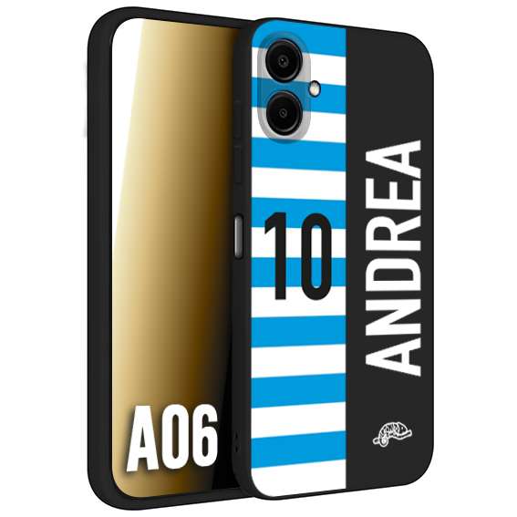 CUSTOMIZZA - Custodia cover nera morbida in tpu compatibile per Samsung A06 personalizzata calcio football nome e numero calciatori biancazzurri