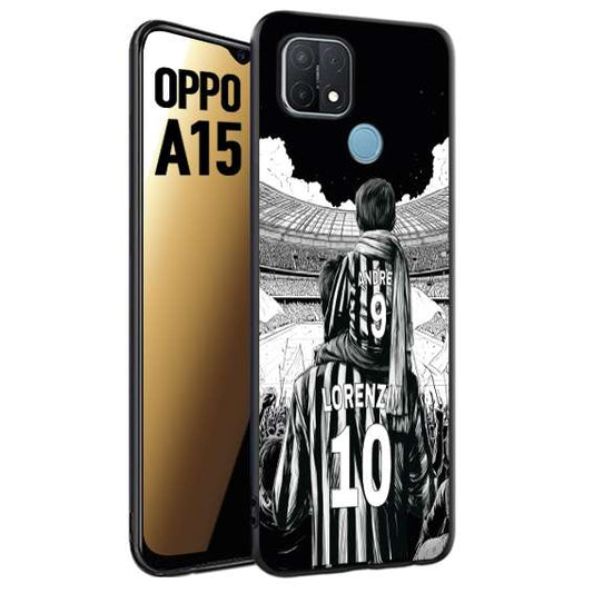 CUSTOMIZZA - Custodia cover nera morbida in tpu compatibile per Oppo A15 personalizzata calcio football nome e numero calciatori bianconeri bianca e nera