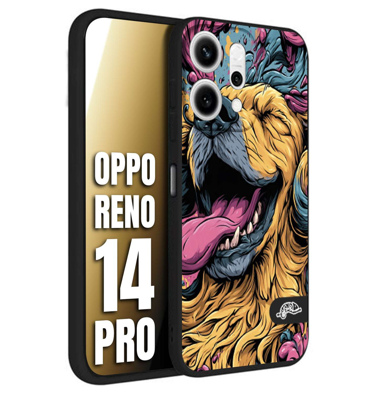 CUSTOMIZZA - Custodia cover nera morbida in tpu compatibile per Oppo Reno 14 PRO Golden Retriever illustrazione cane pop art cane street art cartone animato