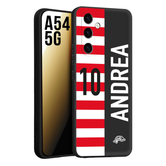 CUSTOMIZZA - Custodia cover nera morbida in tpu compatibile per Samsung A54 5G personalizzata calcio football nome e numero calciatori bianco rossa