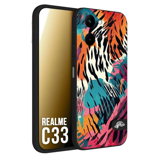 CUSTOMIZZA - Custodia cover nera morbida in tpu compatibile per Oppo Realme C33 leopardato maculato tigrato tiger colorata summer color