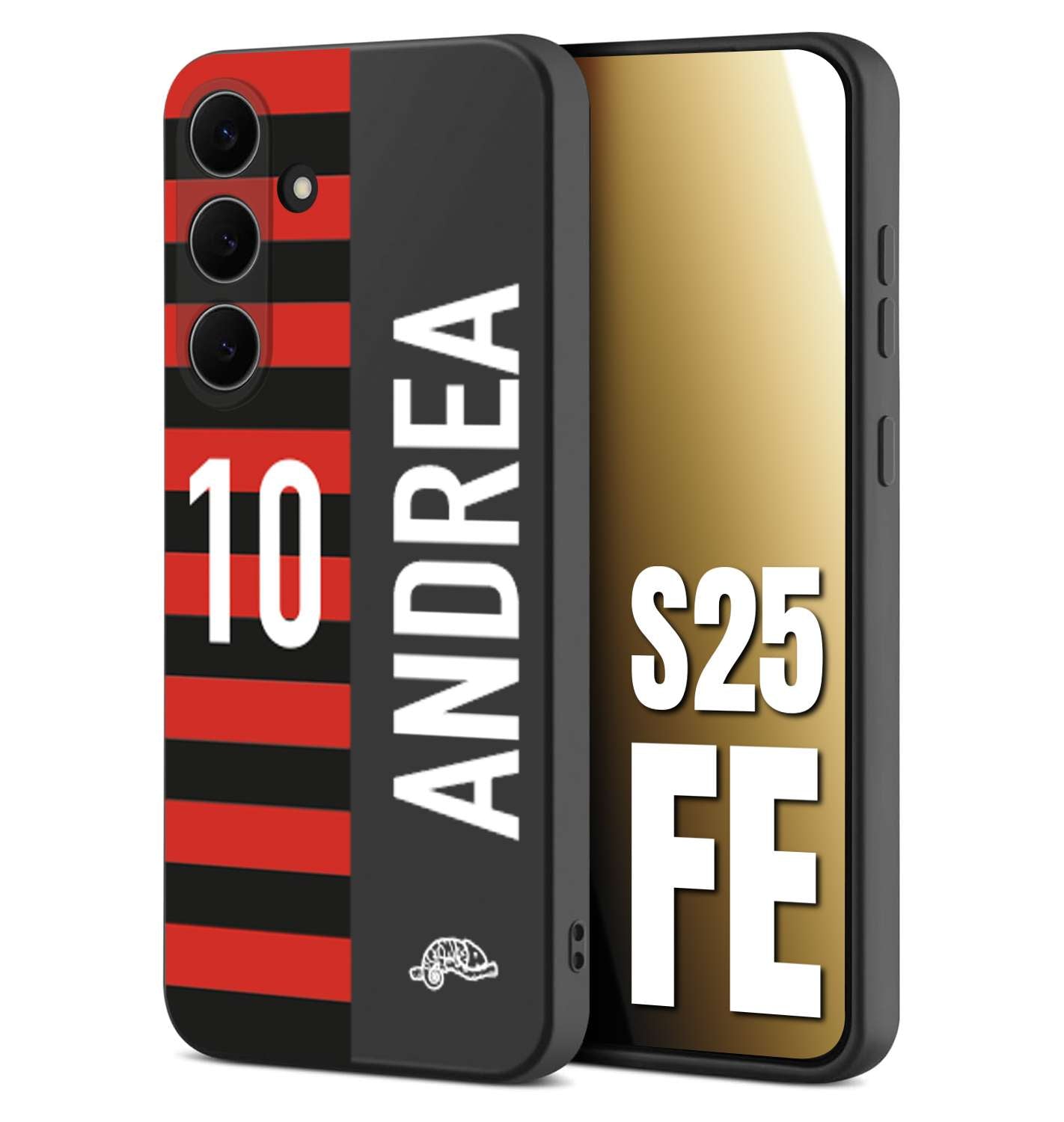 CUSTOMIZZA - Custodia cover nera morbida in tpu compatibile per Samsung S25 FE personalizzata calcio football nome e numero calciatori rossonera
