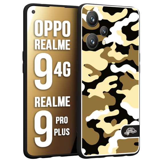 CUSTOMIZZA - Custodia cover nera morbida in tpu compatibile per Realme 9 4G - 9 PRO PLUS camouflage mimetico militare giallo desert brown