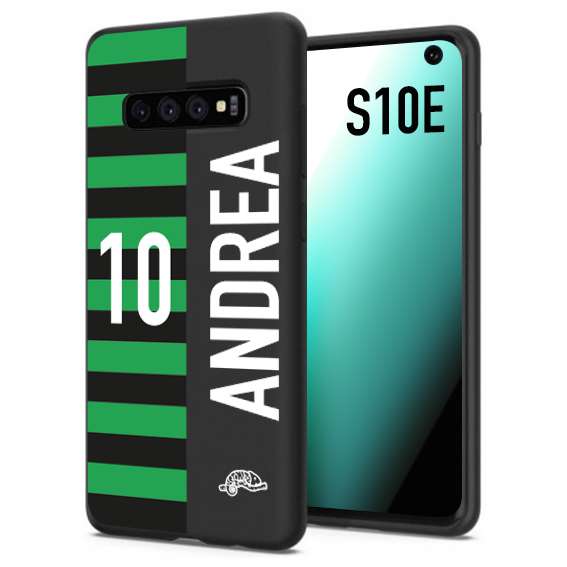 CUSTOMIZZA - Custodia cover nera morbida in tpu compatibile per Samsung S10E personalizzata calcio football nome e numero calciatori neroverde