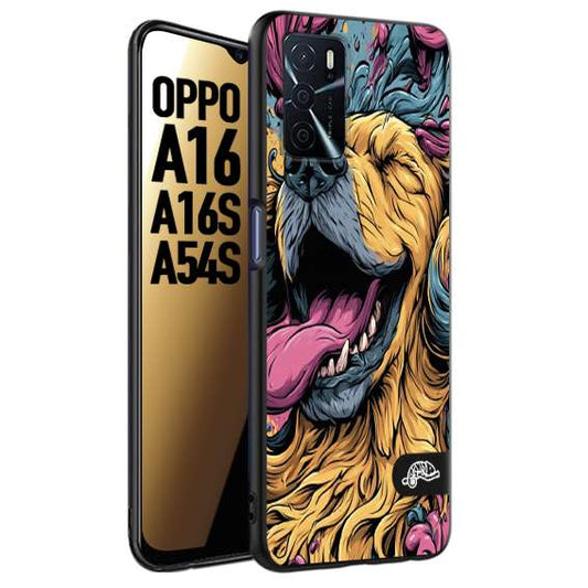 CUSTOMIZZA - Custodia cover nera morbida in tpu compatibile per Oppo A16 - A16S - A54S Golden Retriever illustrazione cane pop art cane street art cartone animato