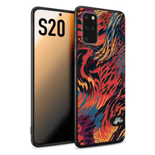 CUSTOMIZZA - Custodia cover nera morbida in tpu compatibile per Samsung S20 leopardato maculato tigrato colorata fiamme rossa blu arancione