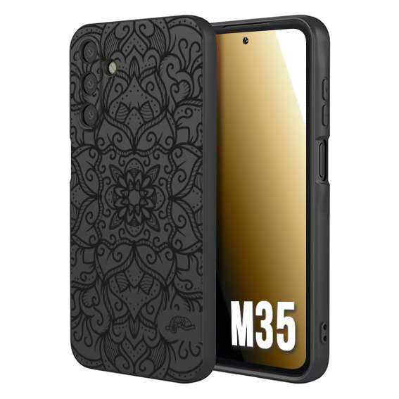 CUSTOMIZZA - Custodia cover nera morbida in tpu compatibile per Samsung M35 mandala nero fiore vedo non vedo donna