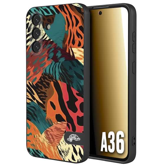 CUSTOMIZZA - Custodia cover nera morbida in tpu compatibile per Samsung A36 leopardato tigrato tiger colorata summer arancio verde fucsia