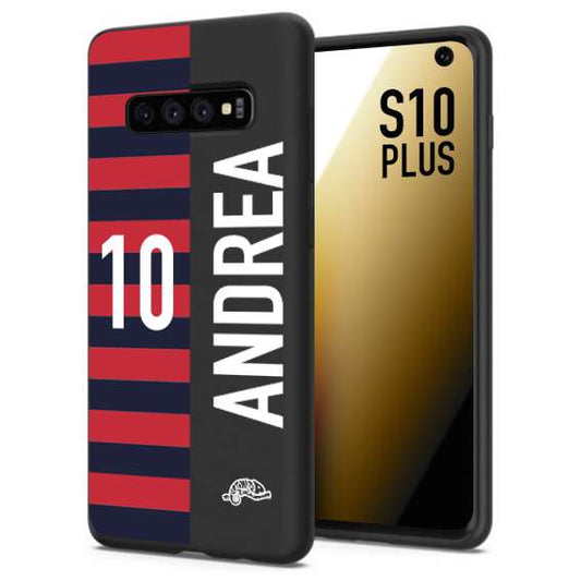 CUSTOMIZZA - Custodia cover nera morbida in tpu compatibile per Samsung S10 PLUS personalizzata calcio football nome e numero calciatori rossoblu