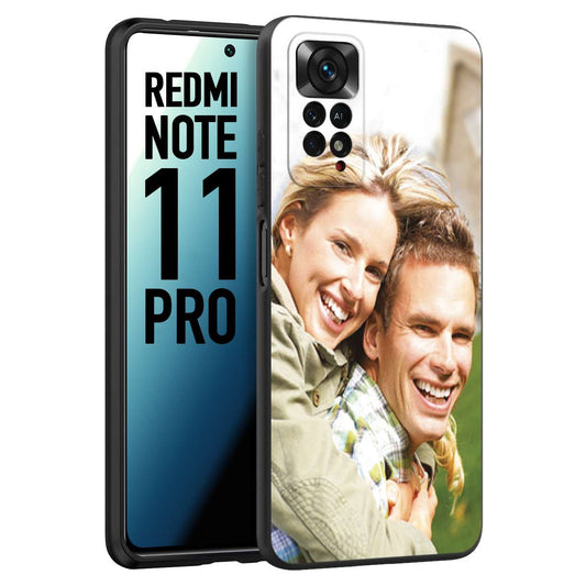 CUSTOMIZZA - Custodia cover nera morbida in tpu compatibile per Xiaomi Redmi Note 11 PRO personalizzata con foto immagine scritta a piacere