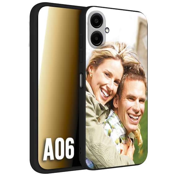 CUSTOMIZZA - Custodia cover nera morbida in tpu compatibile per Samsung A06 personalizzata con foto immagine scritta a piacere