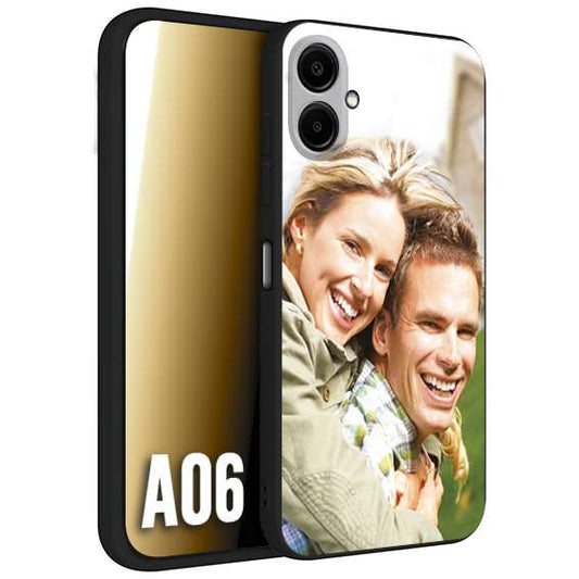 CUSTOMIZZA - Custodia cover nera morbida in tpu compatibile per Samsung A06 personalizzata con foto immagine scritta a piacere