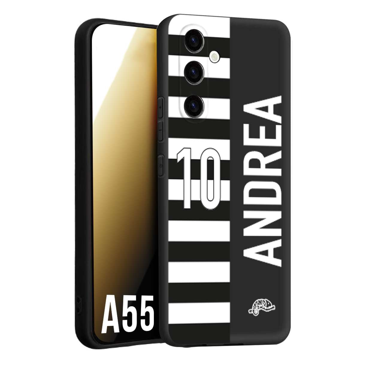 CUSTOMIZZA - Custodia cover nera morbida in tpu compatibile per Samsung A55 5G personalizzata calcio football nome e numero calciatori bianconera