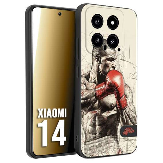 CUSTOMIZZA - Custodia cover nera morbida in tpu compatibile per Xiaomi 14 pugilato pugili disegno tattoo guantoni box sport ring