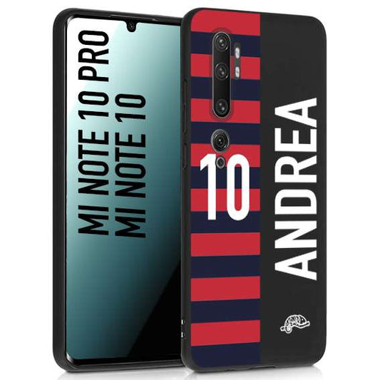 CUSTOMIZZA - Custodia cover nera morbida in tpu compatibile per Xiaomi Mi Note 10 - Mi Note 10 Pro personalizzata calcio football nome e numero calciatori rossoblu