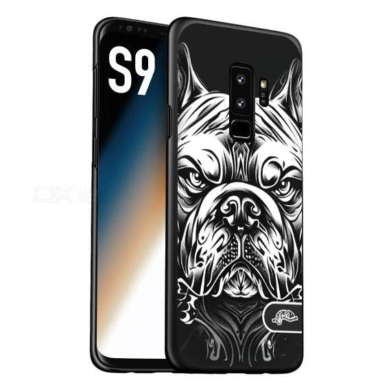 CUSTOMIZZA - Custodia cover nera morbida in tpu compatibile per Samsung S9 bulldog bianco a rilievo disegnato tattoo tatuaggio